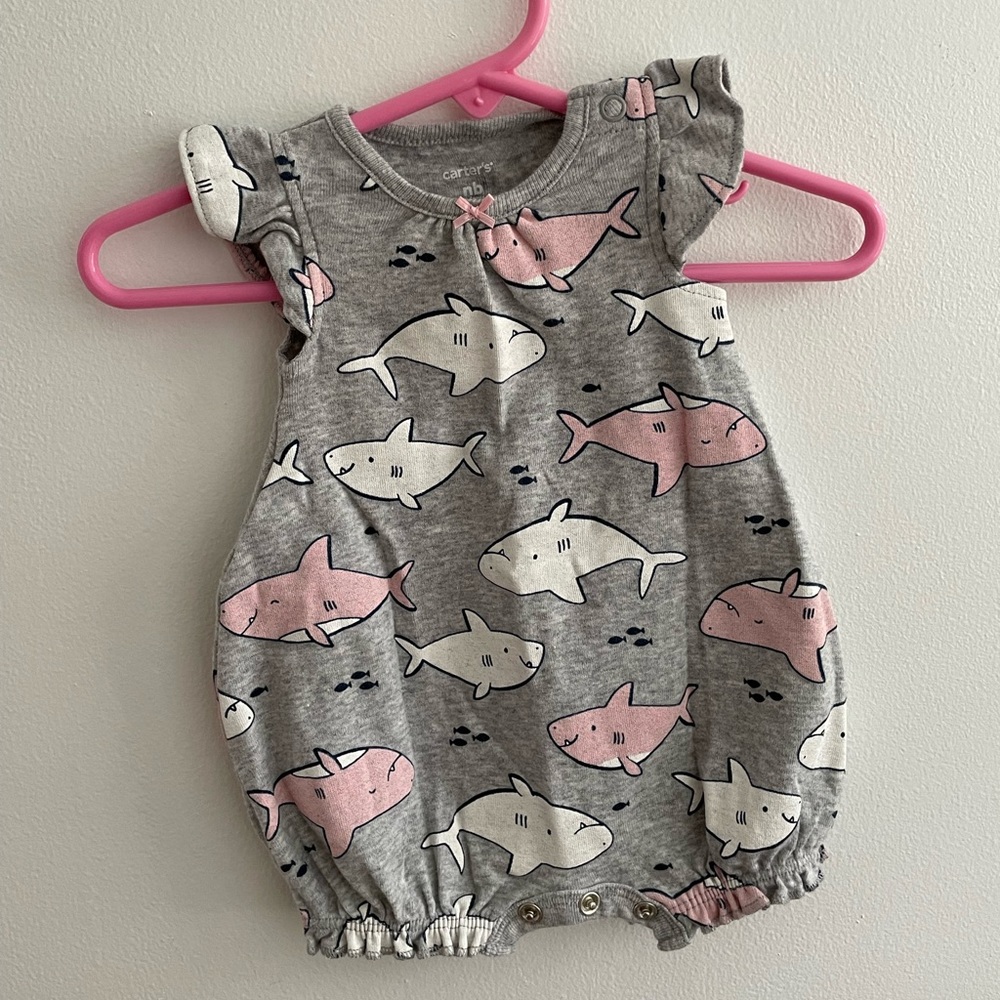 Carters newborn NB bubble romper sharks NB newborn